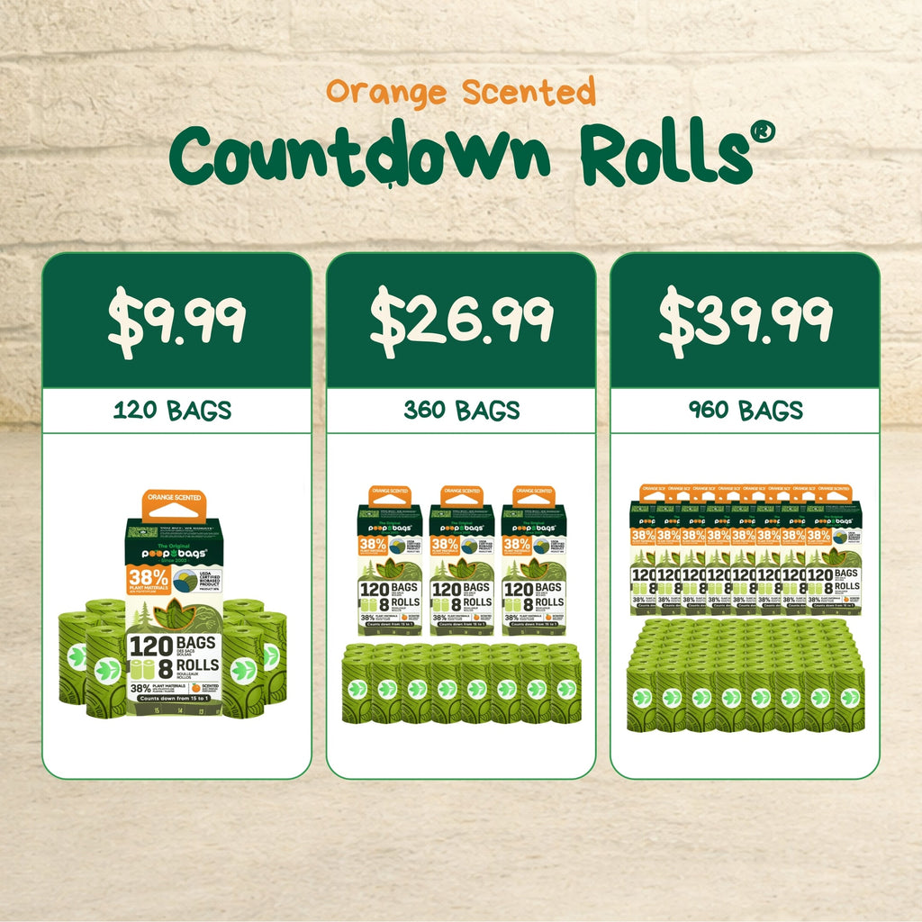 Orange Scented Leash Roll Poop Bags