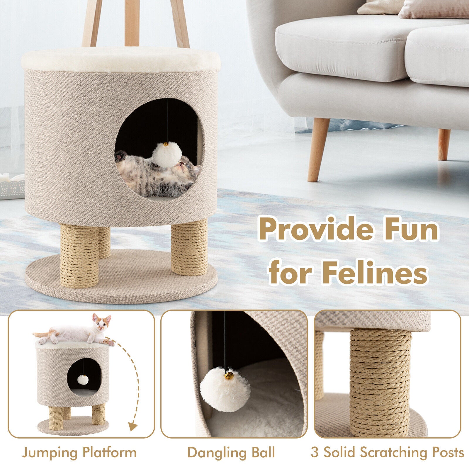 Cat Condo with Scratching Post