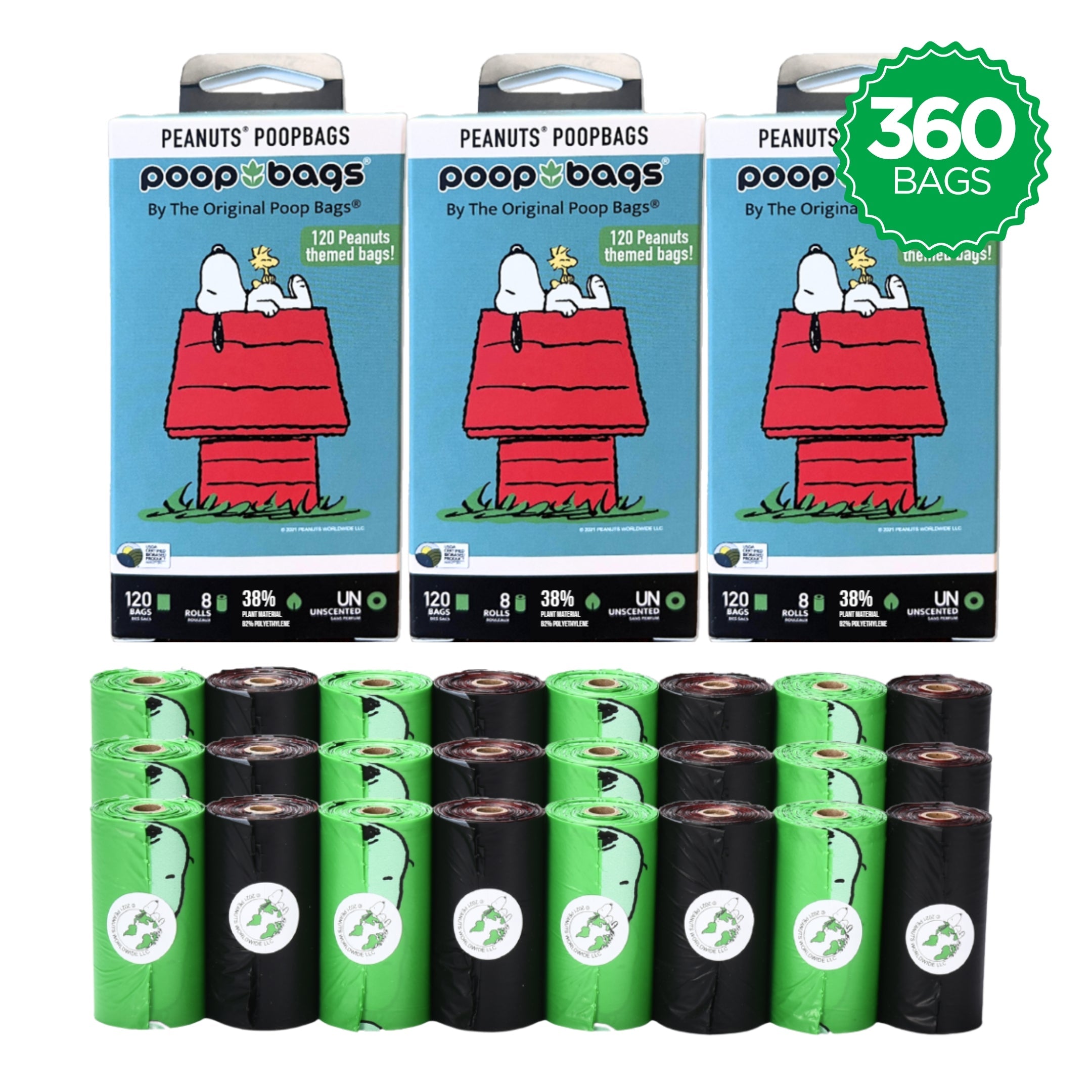 Snoopy Unscented Leash Roll Poop Bags
