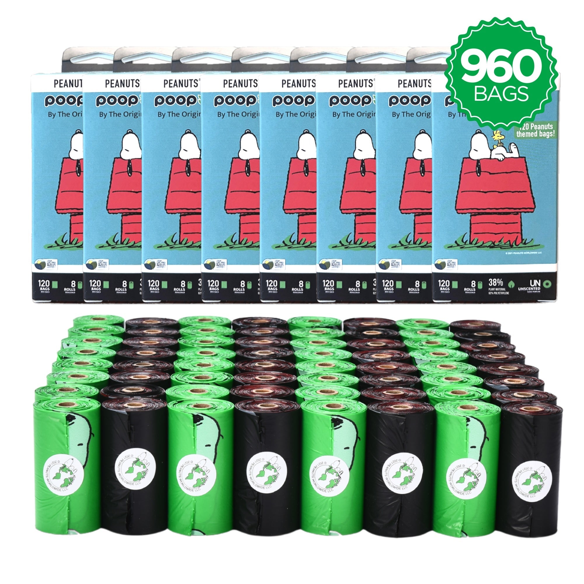 Snoopy Unscented Leash Roll Poop Bags