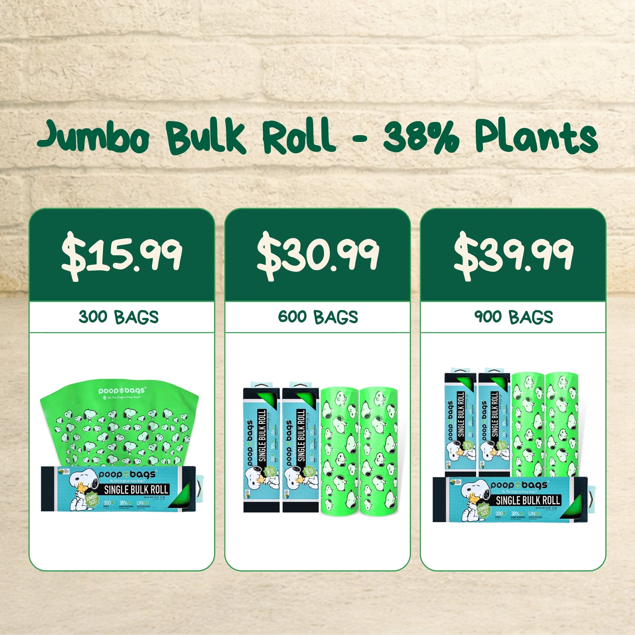 Snoopy Jumbo Bulk Roll Poop Bags