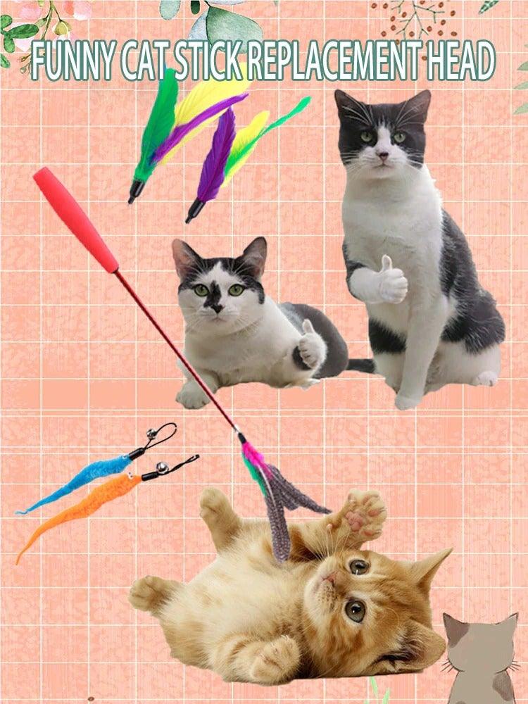 Retractable Cat Feather Wand Toy Set
