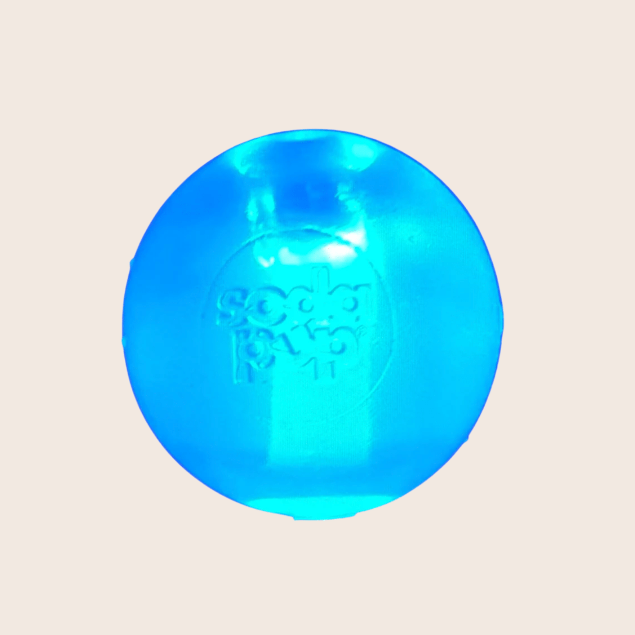 Translucent blue dog fetch ball