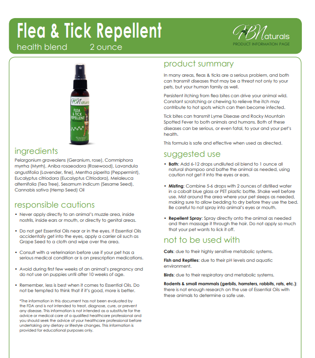 Natural Flea & Tick Repellent Essential Oil Blend for Dogs