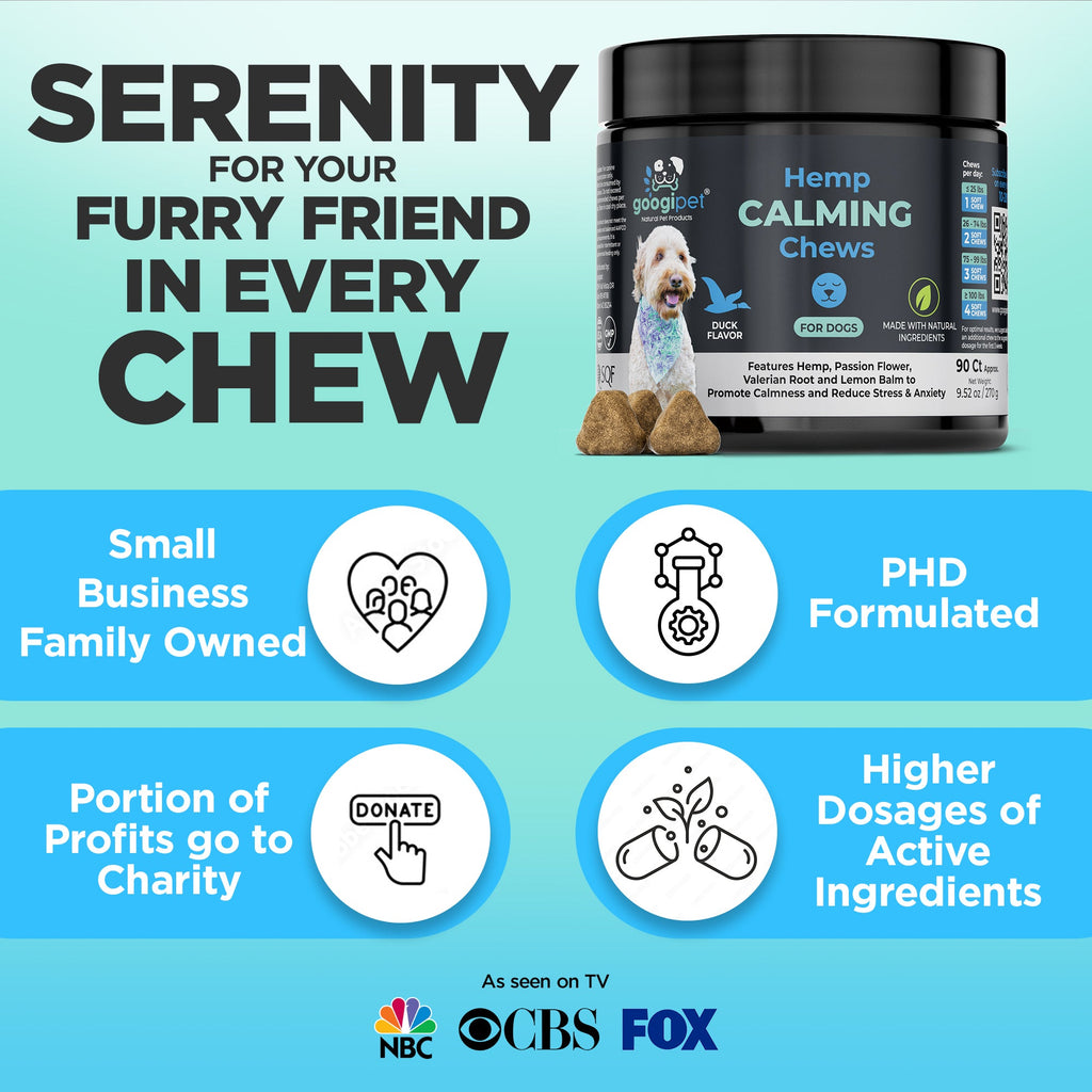 Hemp calming chews jar labeled for serenity and higher active ingredient doses
