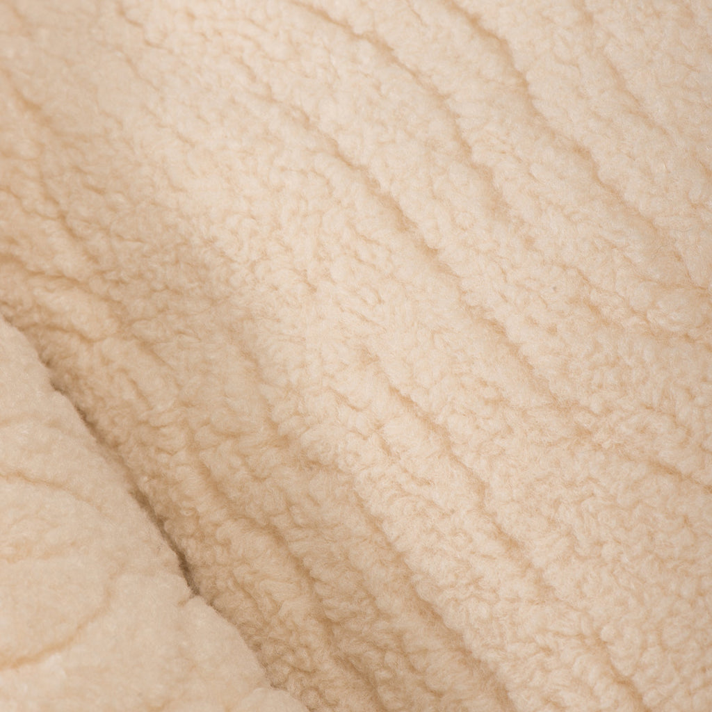 Sherpa fleece bolster dog bed cover in light cream with soft textured nap