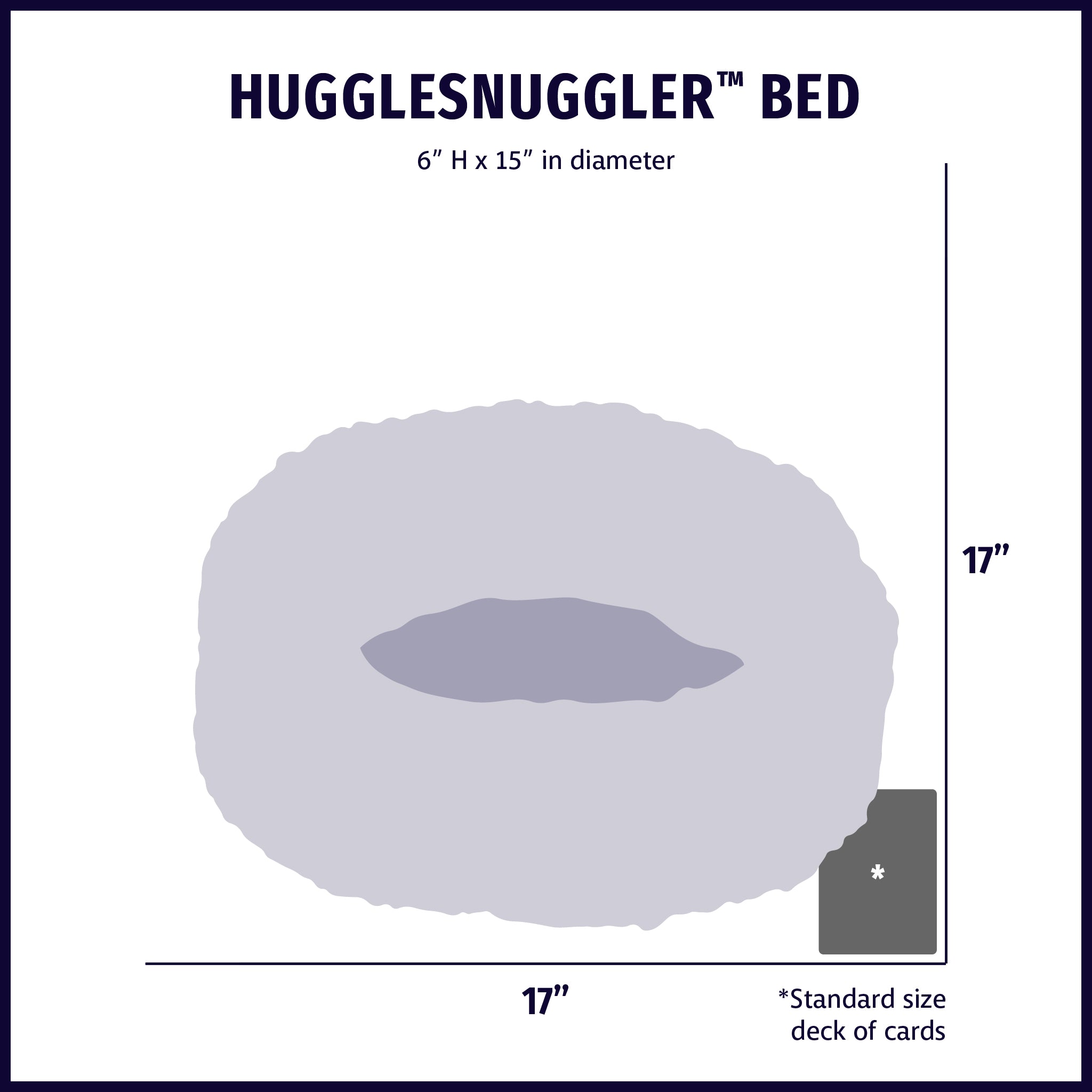 Round pet bed size diagram, 17-inch diameter