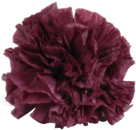 Dark purple crinkled fabric catnip toy with ruffled, flower-like texture