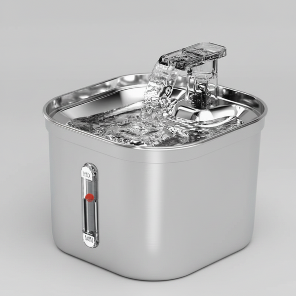 MidFox circulating pet water fountain with stainless bowl and running pump spout