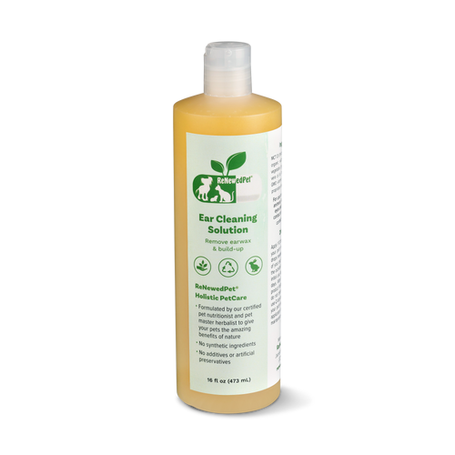 Amber pet ear cleaning solution bottle, 16 fl oz (473 mL), RenewedPet