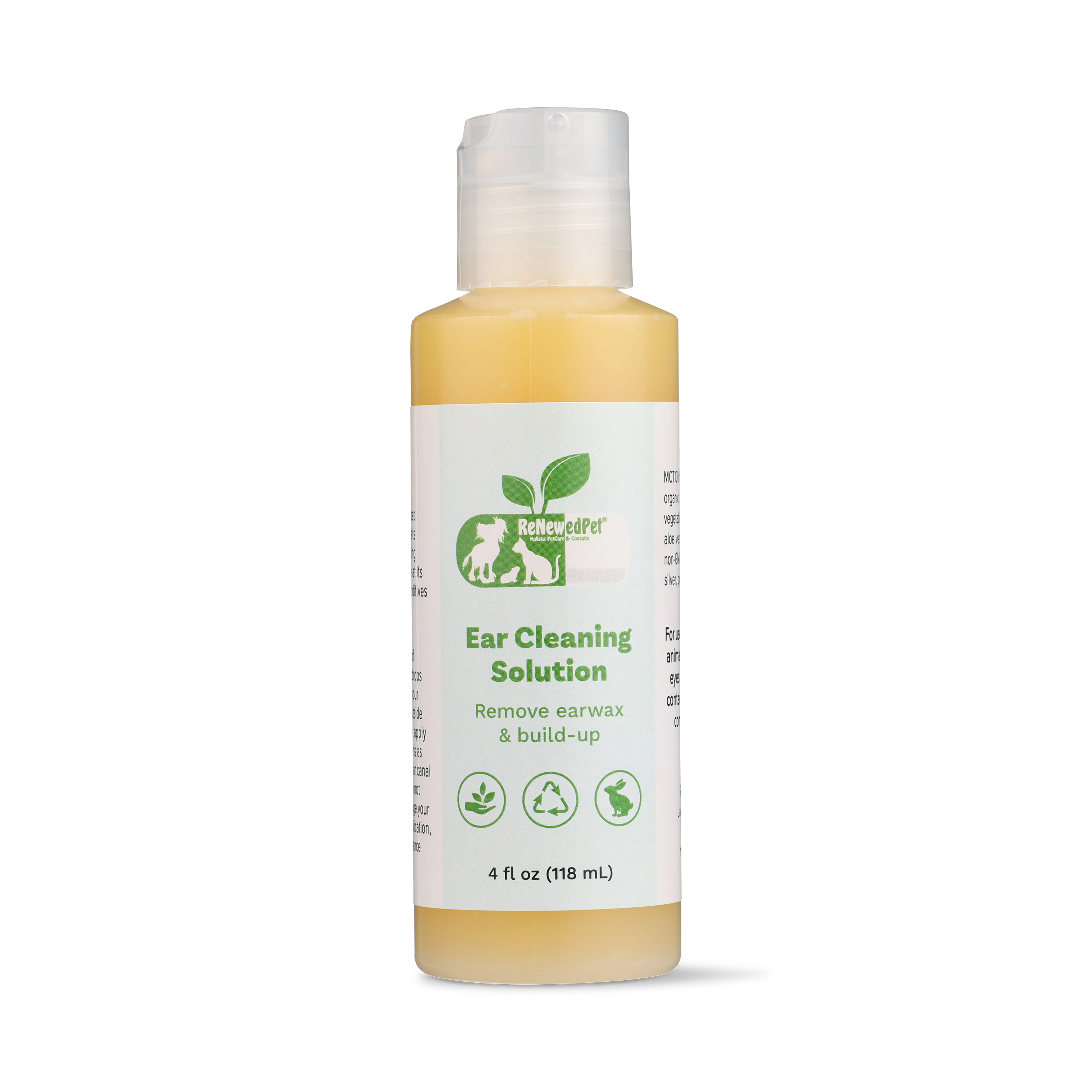 Amber pet ear cleaning solution bottle, 4 fl oz (118 mL), RenewedPet