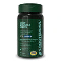 Pet joint & muscle health supplement bottle, dark green with black cap and label
