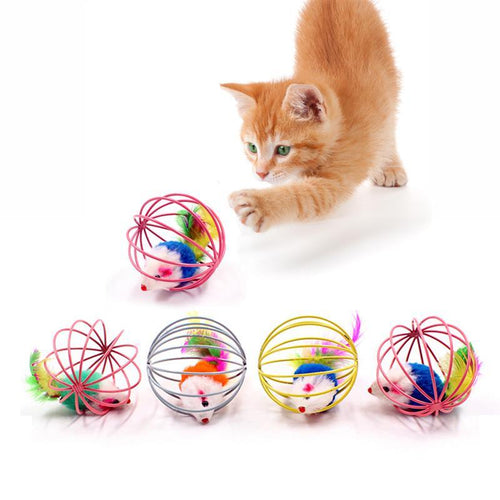 Cat feather wand and ball toy set with colorful feather balls and wand