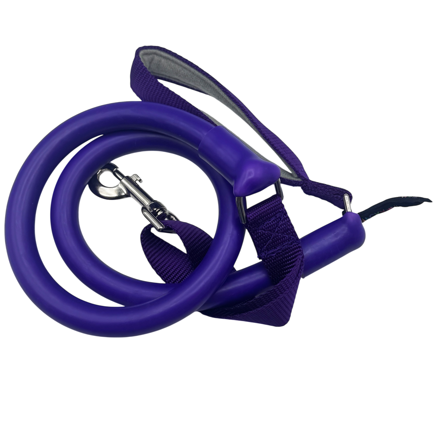 No-pull dog leash in purple with padded handle strap and swivel clips