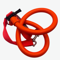 Orange no-pull dog leash with padded strap and metal snap clips