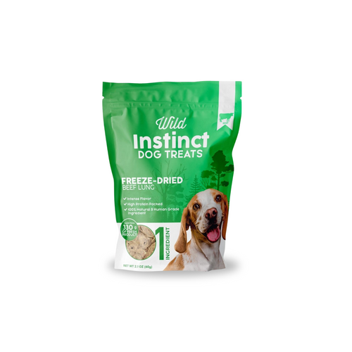 Freeze-dried beef lung dog treats bag, Wild Instinct Pet