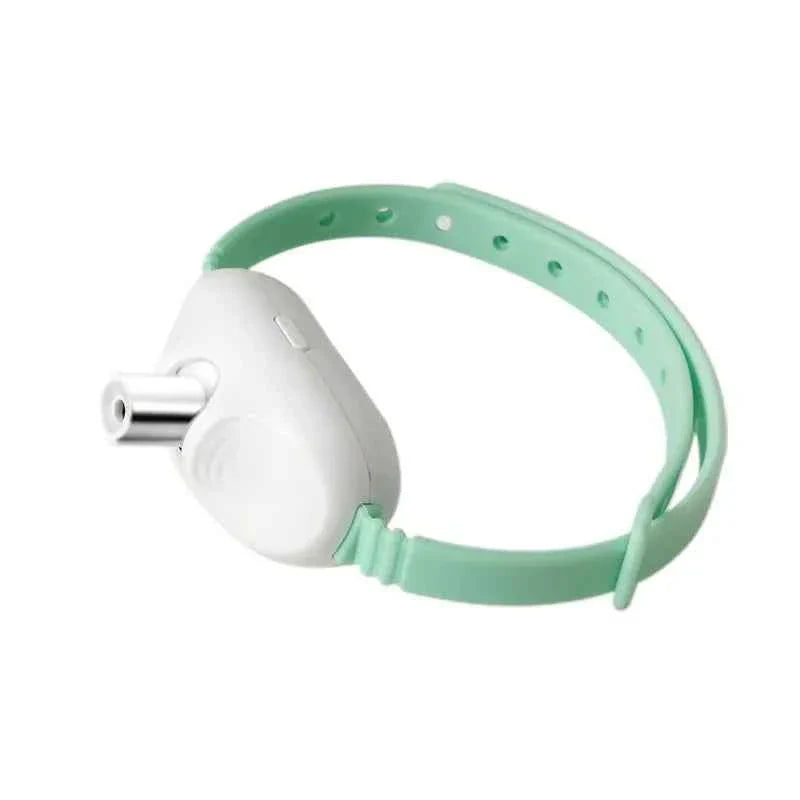 Smart laser cat teaser collar with green collar and white laser unit