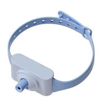Smart laser cat teaser collar with blue collar and white laser unit